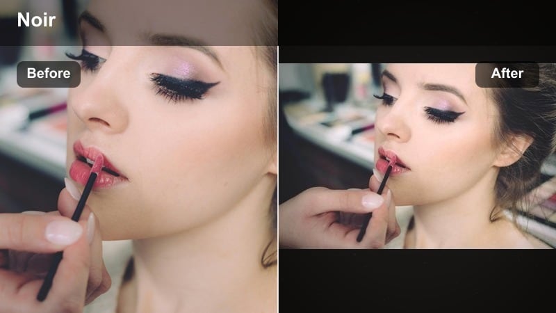 Night street portrait with soft neon lights and faded blacks