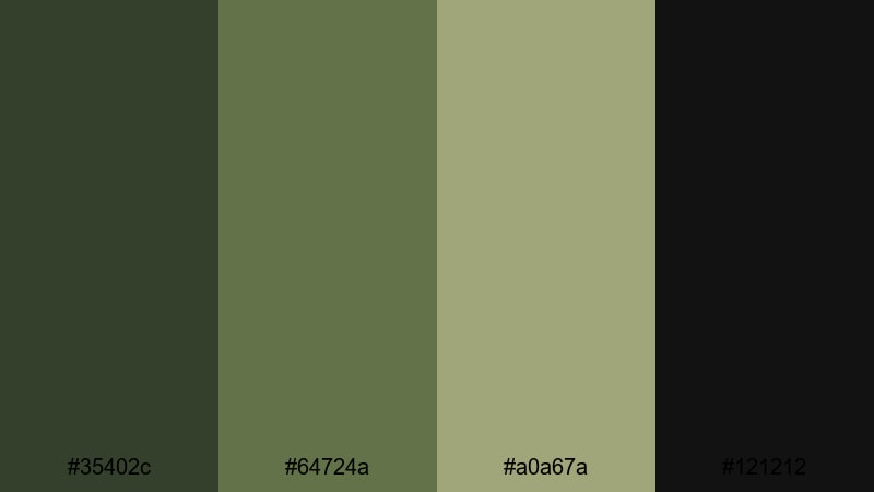 noir olive frame olive green color palette with hex codes