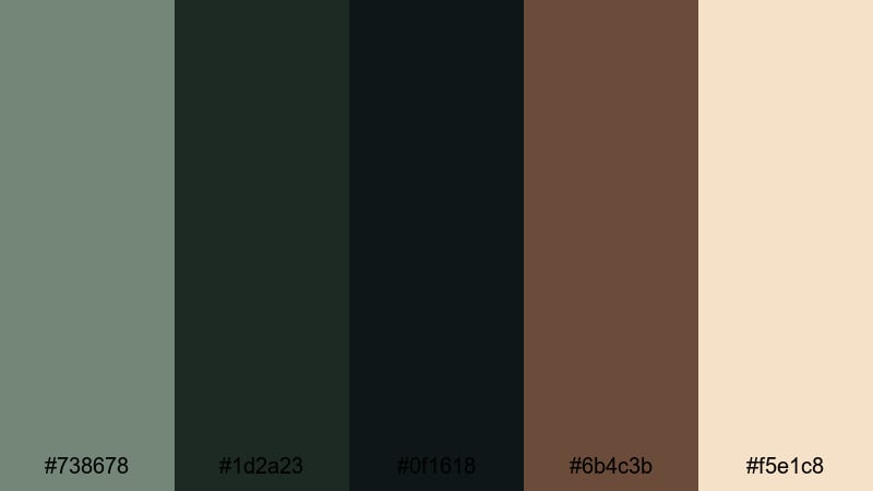 noir pine titles xanadu color palette with hex codes