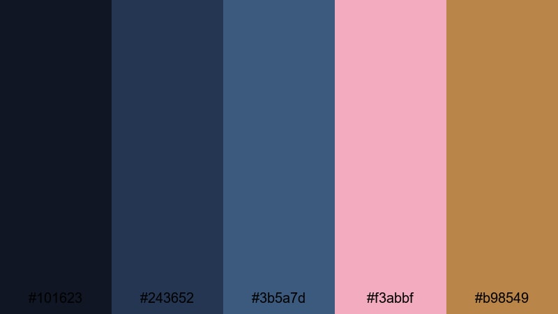 noir sailor blush blue rose gold color palette with hex codes