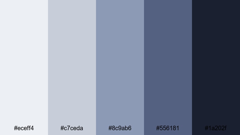 noir skyline reflections silver blue color palette with hex codes