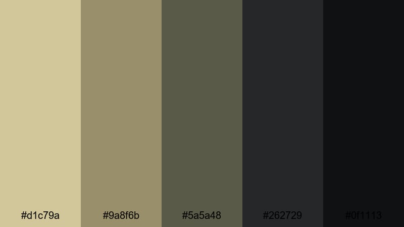 noir spy safehouse khaki color palette with hex codes