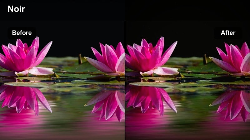 Cinematic noir-style street with strong lights and deep black shadows.