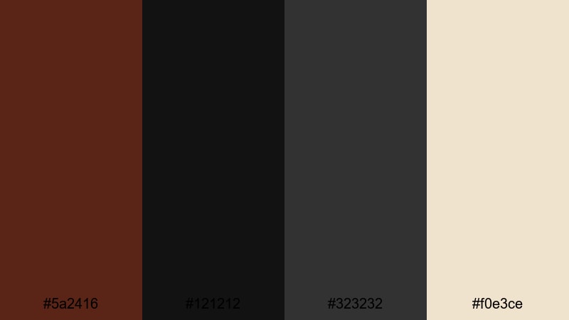 noir studio backdrop burnt umber color palette with hex codes