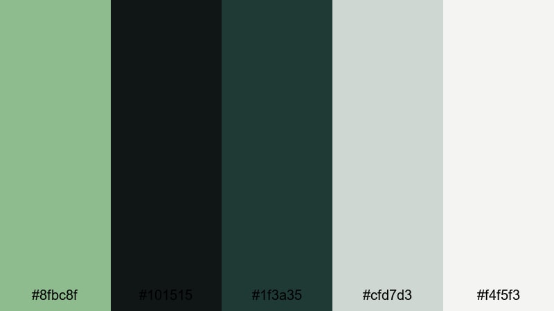 noir teal title card dark sea green color palette with hex codes