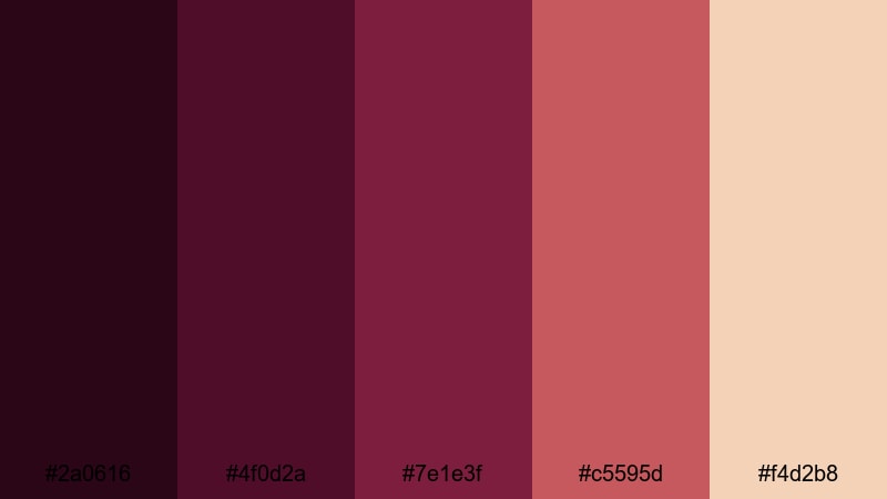 noir theater curtain burgundy plum color palette with hex codes