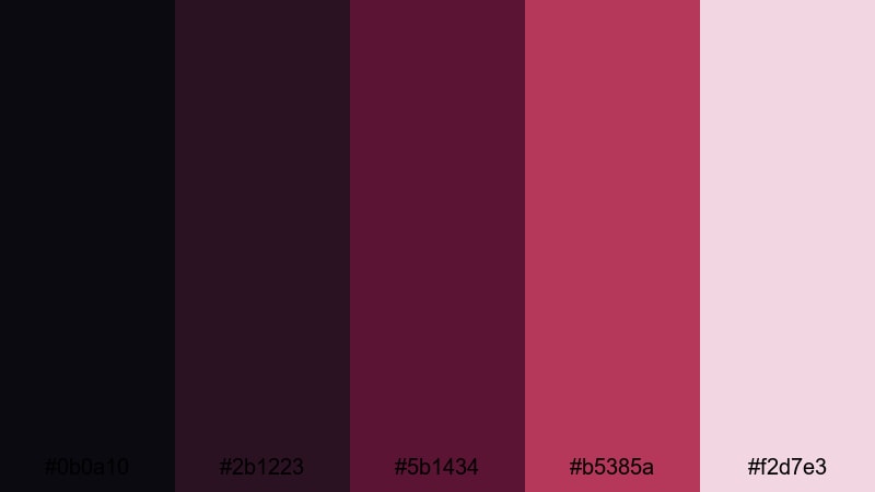noir velvet bloom black rose color palette with hex codes