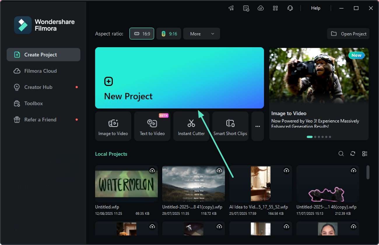 new filmora project