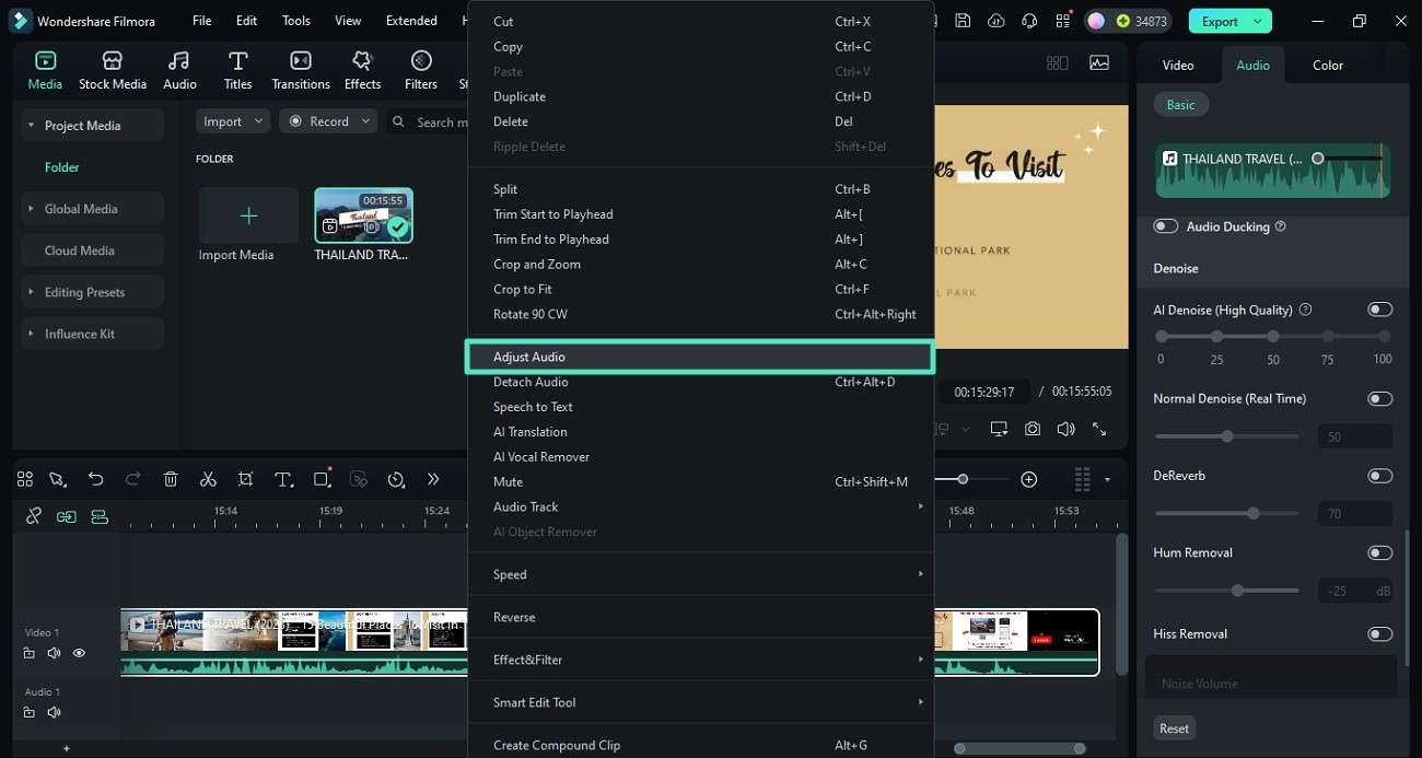 choose adjust audio