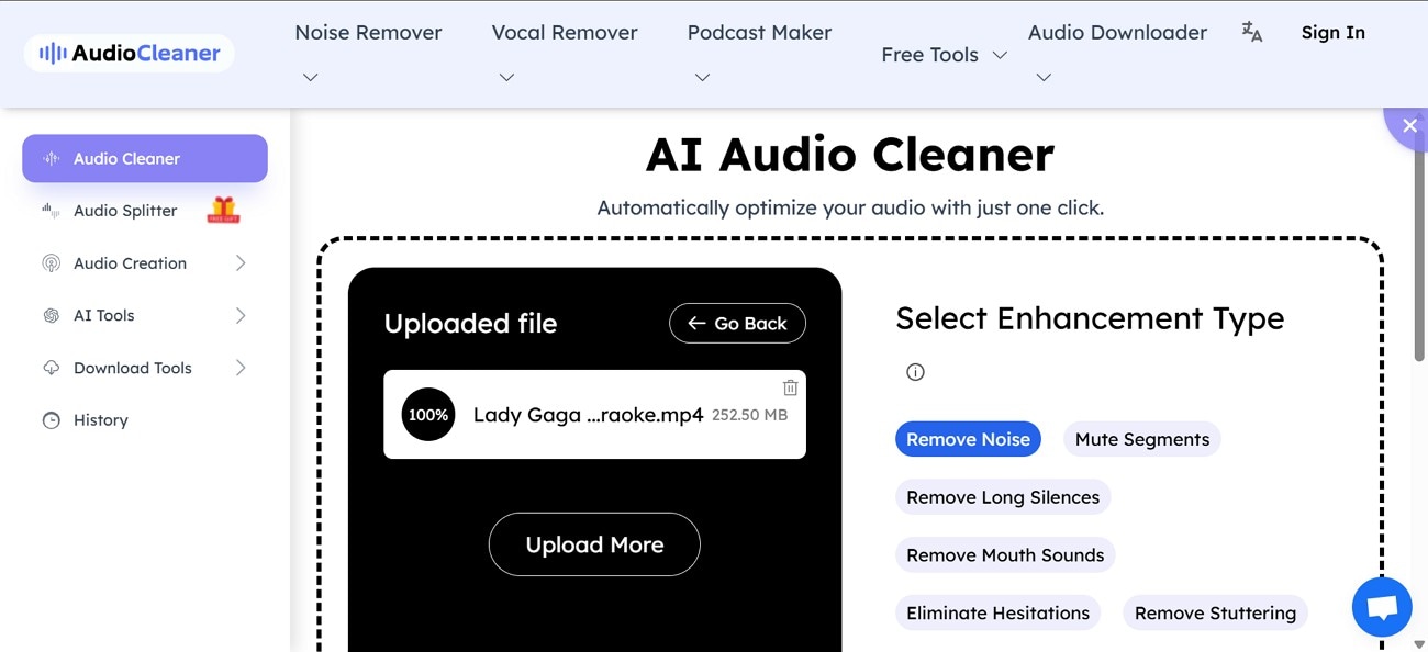 audio cleaner ai noise remover
