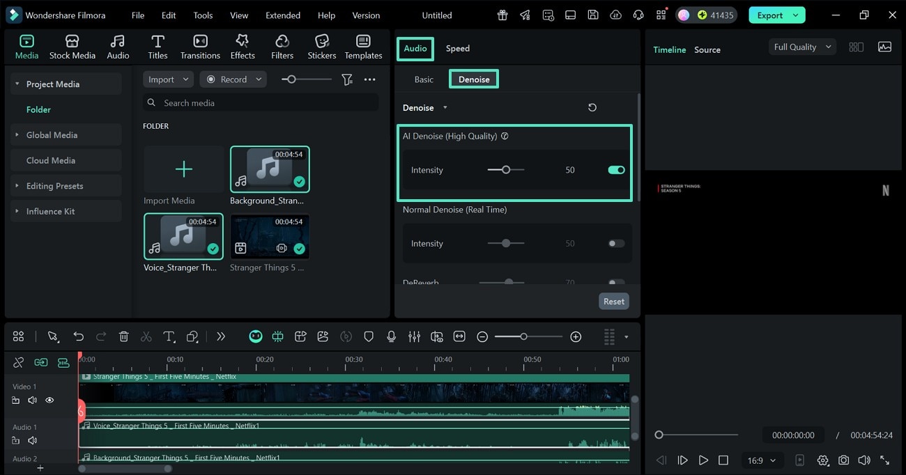 enable denoiser set intensity