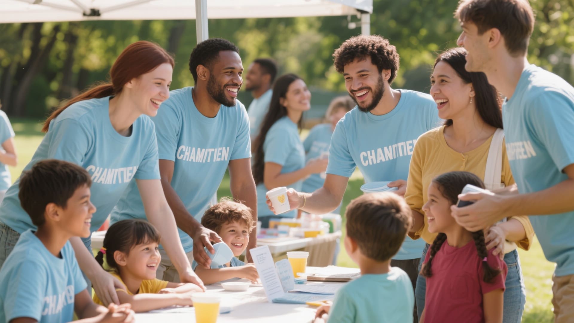 volunteers helping at charity