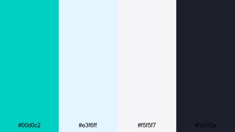 nordic aqua accent bright turquoise color palette with hex codes