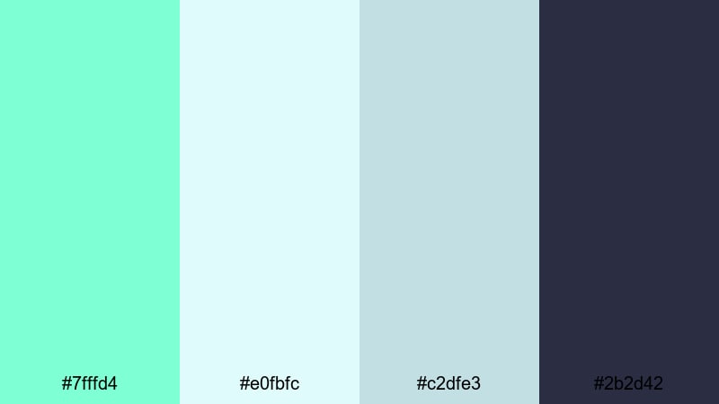 nordic aqua minimal aquamarine color palette with hex codes