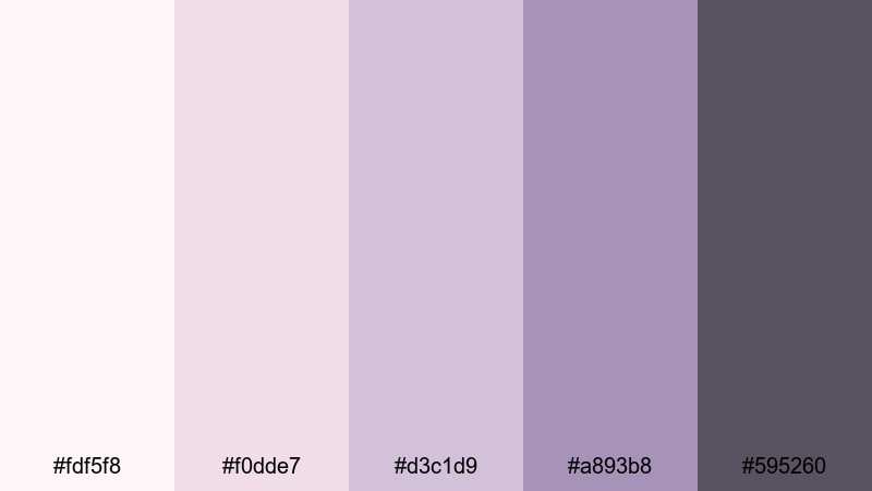 nordic blush workspace pink lavender color palette with hex codes