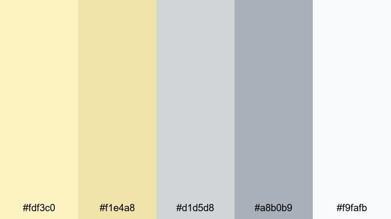 nordic butter light pastel yellow color palette with hex codes