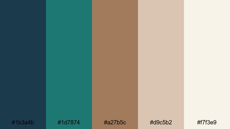 nordic coffee break teal brown color palette with hex codes