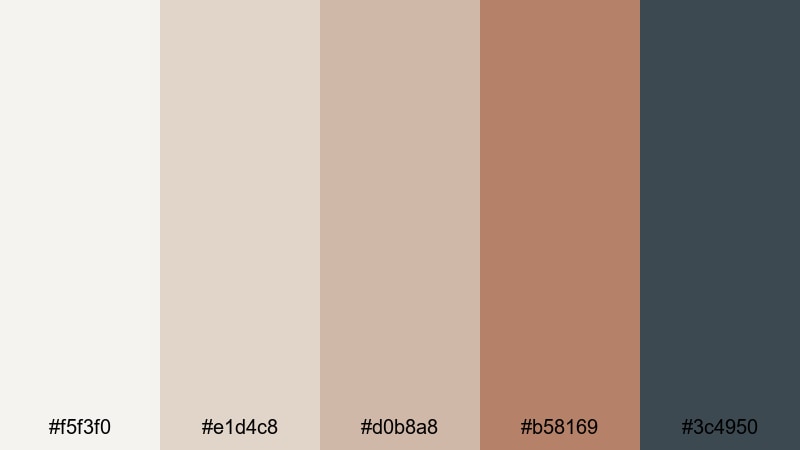 nordic copper light rose gold champagne color palette with hex codes