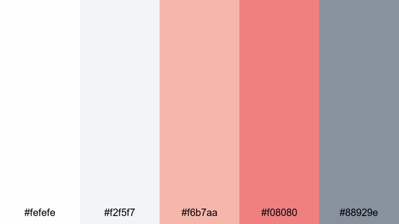 nordic coral breeze light coral color palette with hex codes