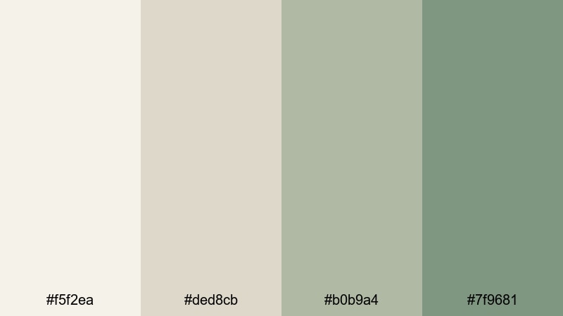 nordic desk setup beige green color palette with hex codes