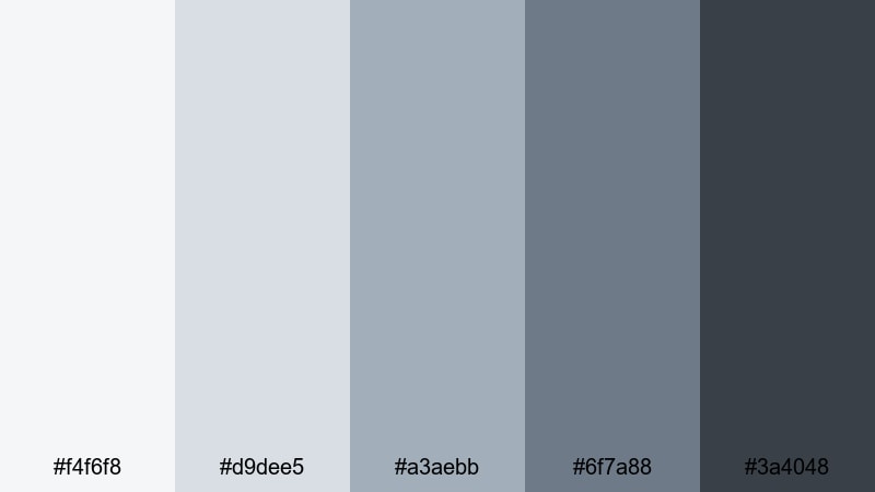 nordic desk setup blue gray color palette with hex codes