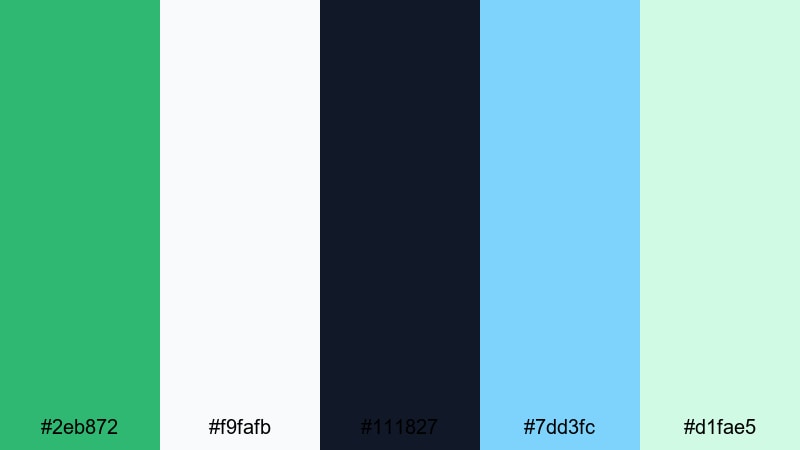 nordic fresh air kelly green color palette with hex codes