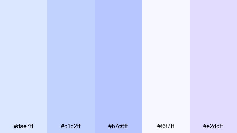 nordic ice bloom pastel blue purple color palette with hex codes