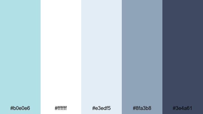 nordic interface clean powder blue color palette with hex codes