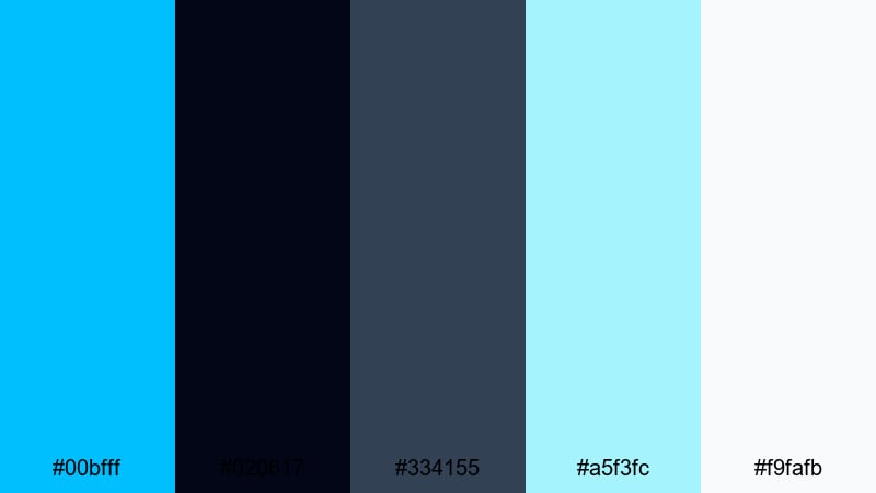 nordic interface glow deep sky blue color palette with hex codes
