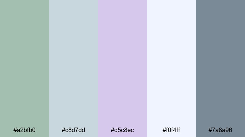 nordic lavender air green lavender color palette with hex codes