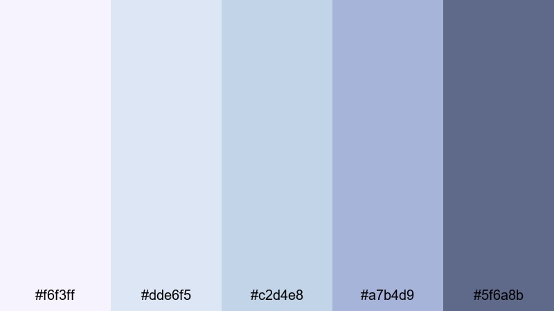 nordic lilac air lilac color palette with hex codes