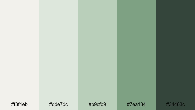 nordic matcha workspace green cream color palette with hex codes