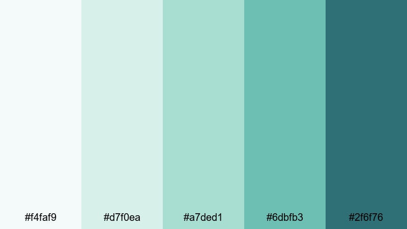 nordic mint interface blue mint green color palette with hex codes