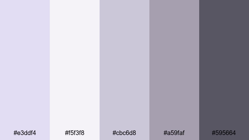 nordic mist neutrals pale lavender color palette with hex codes