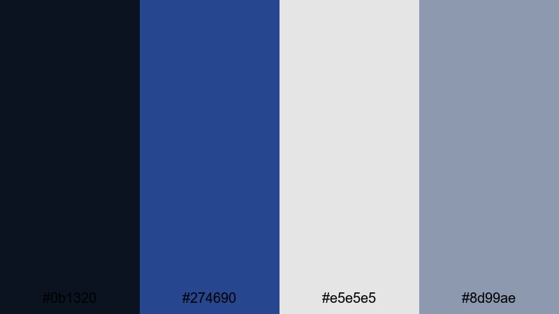 nordic night interface ultramarine blue color palette with hex codes