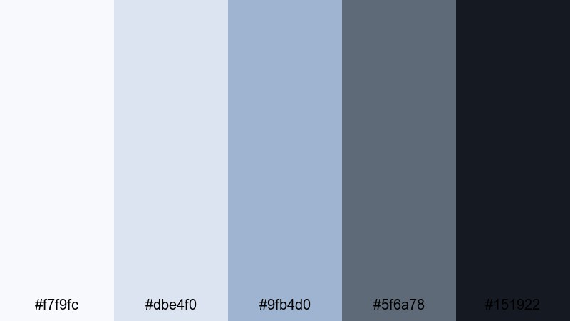 nordic noir frame white blue gray color palette with hex codes