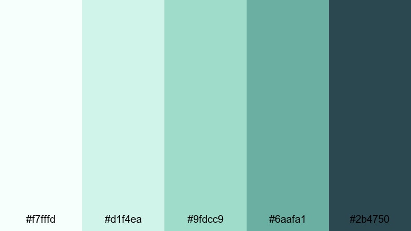nordic screen clean mint green color palette with hex codes
