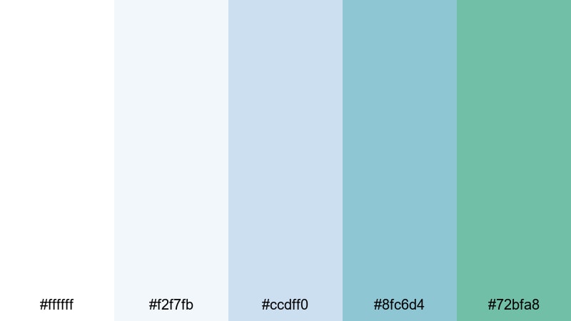 nordic screen clean white blue green color palette with hex codes