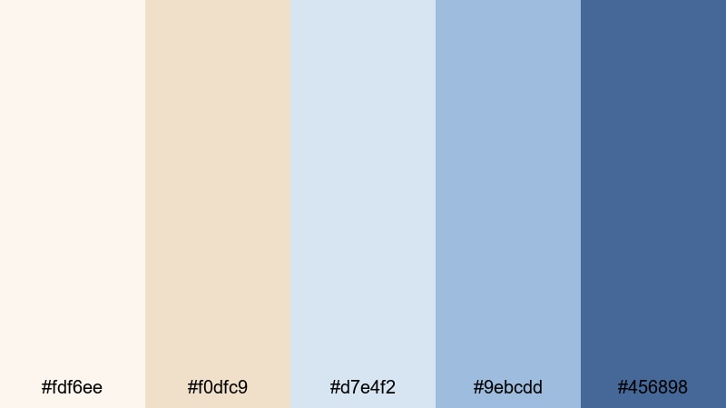 nordic screen title blue cream color palette with hex codes