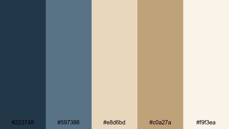 nordic shoreline grid blue tan color palette with hex codes
