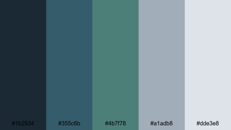 nordic shoreline quiet blue green gray color palette with hex codes
