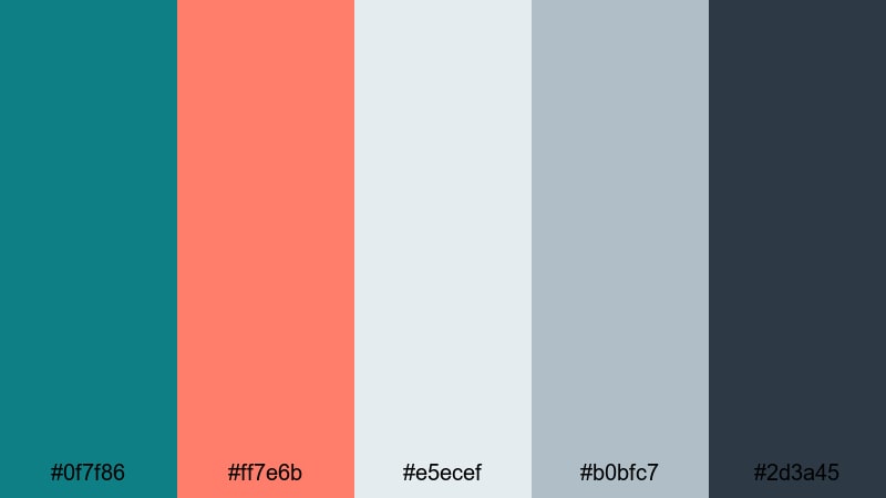 nordic surf minimal teal coral color palette with hex codes