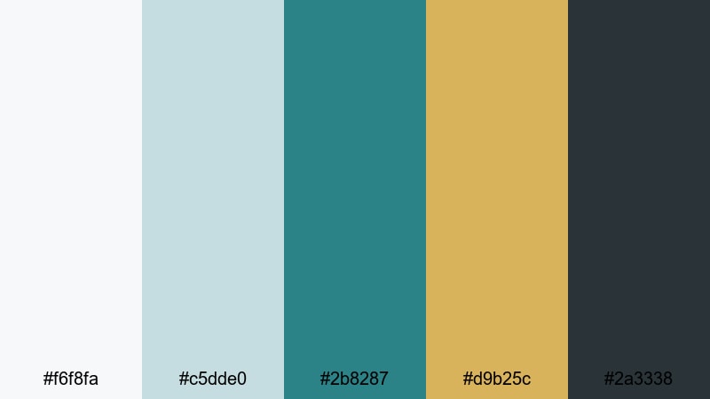 nordic teal accent teal gold color palette with hex codes