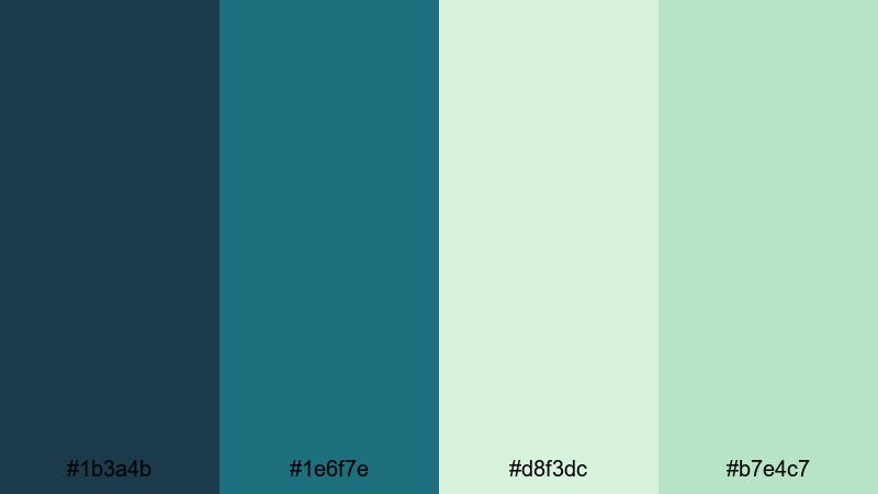 nordic teal calm teal color palette with hex codes
