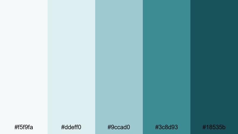 nordic teal interface teal green blue color palette with hex codes