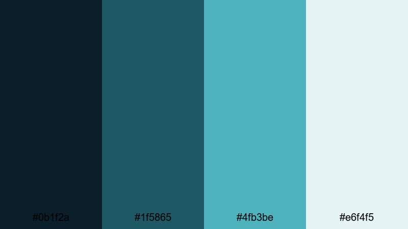 nordic tech interface green blue color palette with hex codes