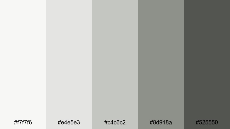 nordic workspace glow gray white color palette with hex codes
