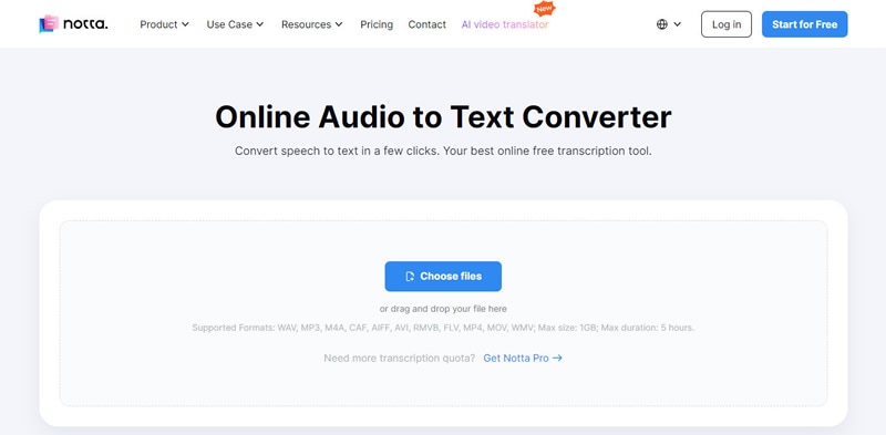 notta audio to text converter