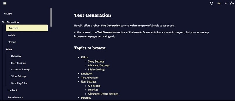 novelai txt generation feature