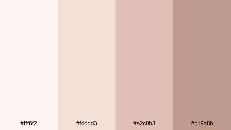 nude blush interface feminine color palette with hex codes
